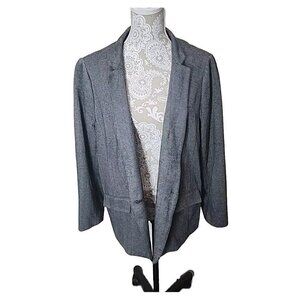 Talbots Blazer Aberdeen Herringbone Black & Gray 1 Button Women's 18W
